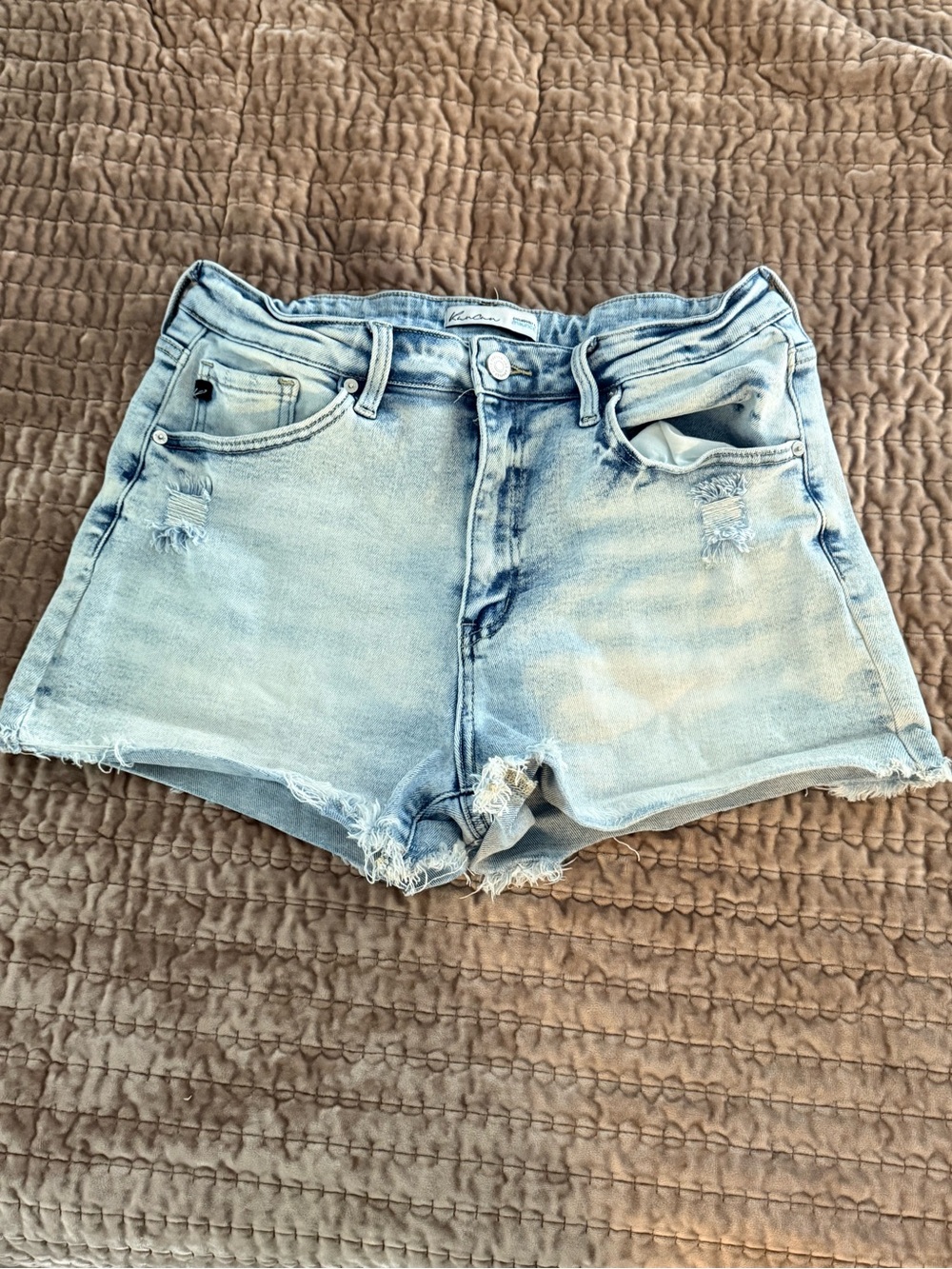 Kancan Light Blue Distressed Denim Shorts